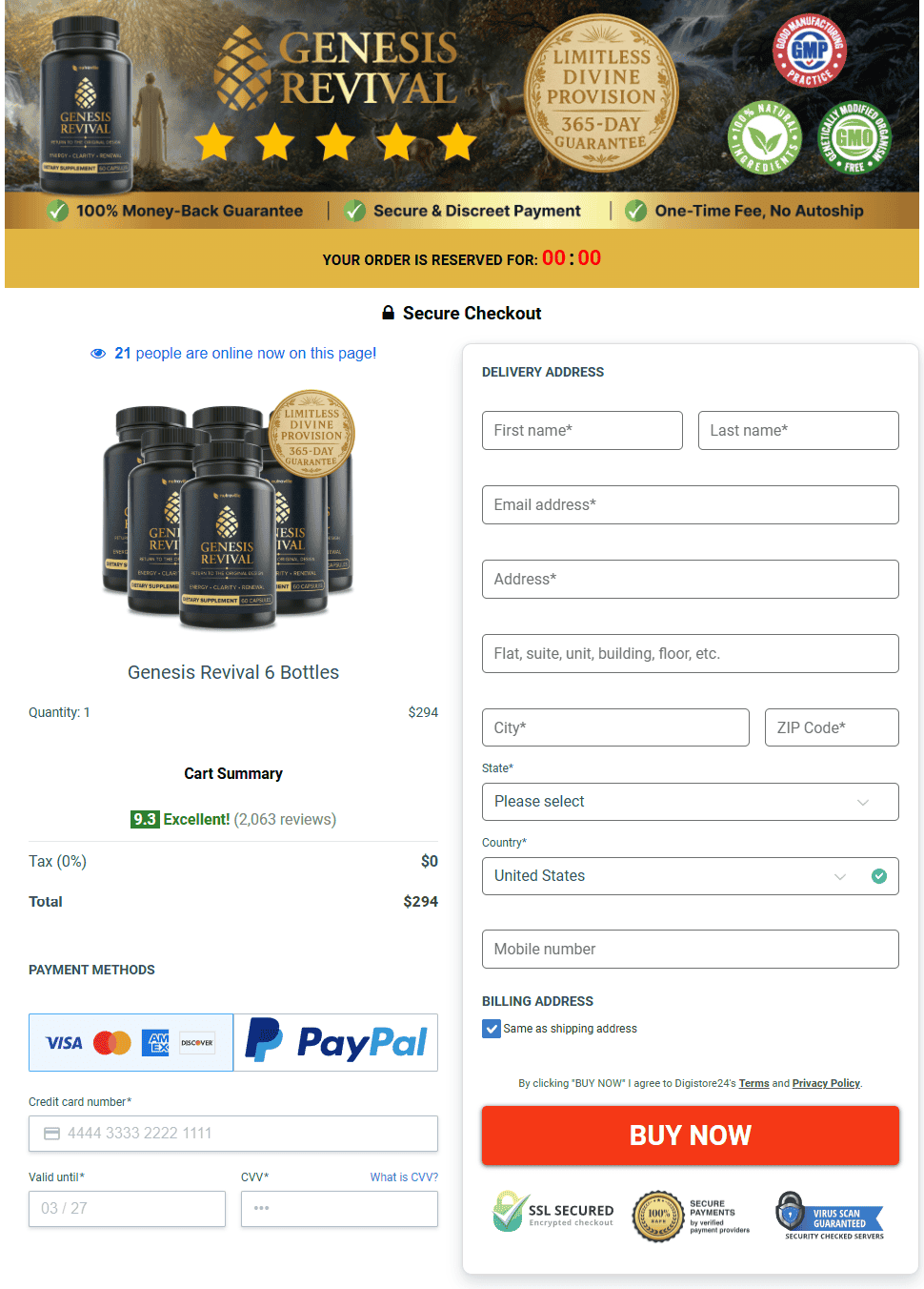 Genesis Revival-secure-checkout-page